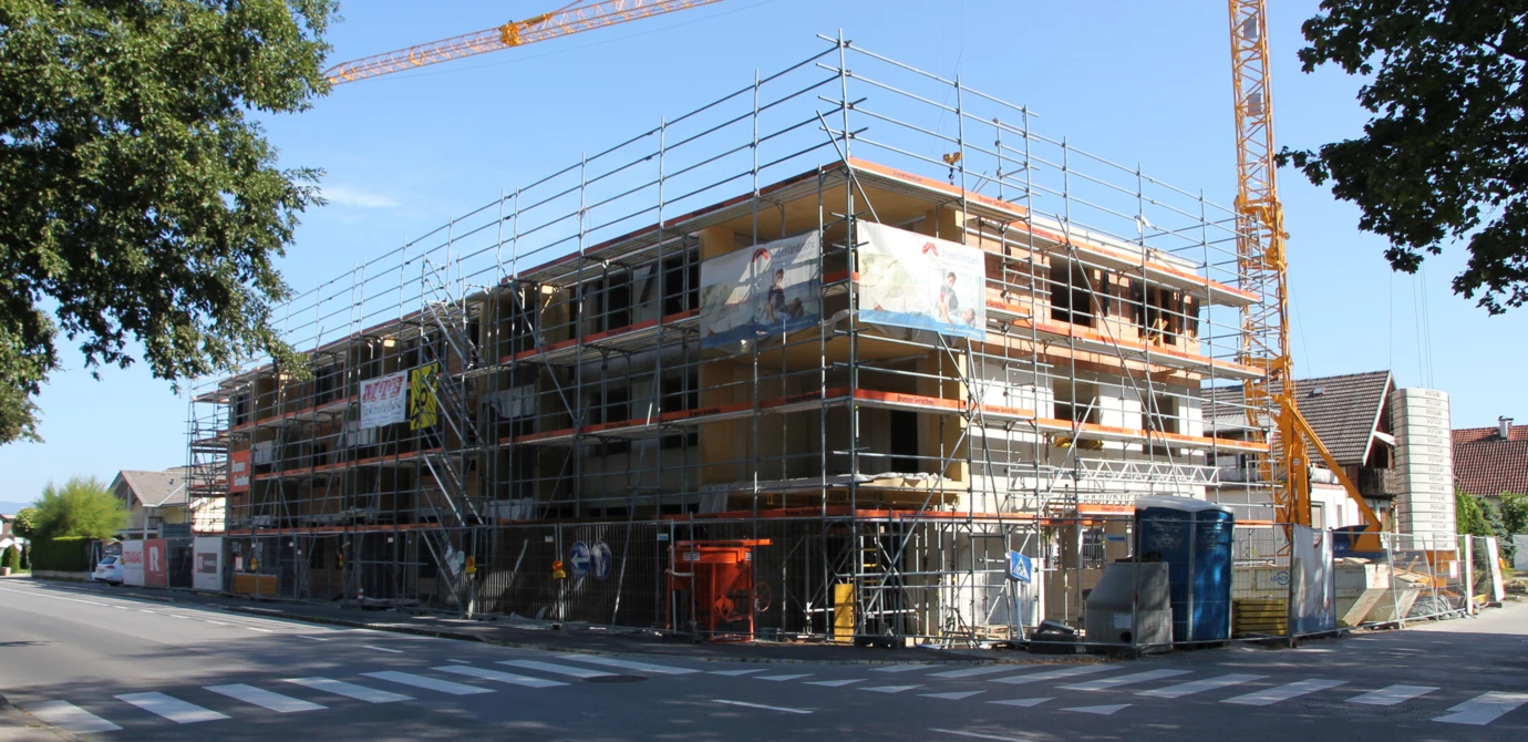 Die neue Wohnanlage von Alpenländischer und Rhomberg Bau in der Oberaustraße in Feldkirch-Gisingen.
